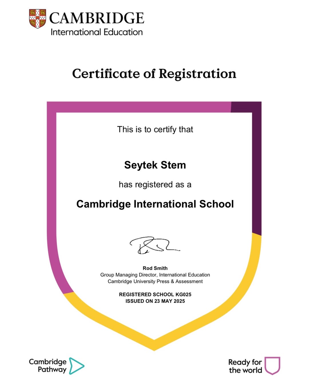 Наше учебное заведение получило статус Cambridge International School.